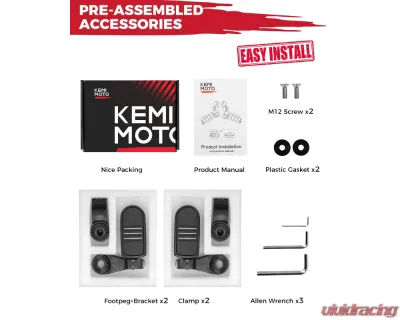 Kemimoto Motorcycle Highway Pegs Foot Rest - F1802-00402MB