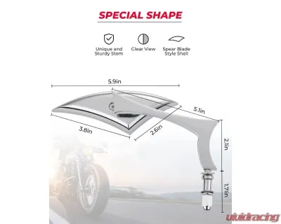 Kemimoto Spear Blade Rear View Mirrors Chrome Harley - F1804-01301CH