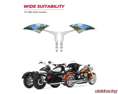 Kemimoto Spear Blade Rear View Mirrors Chrome Harley - F1804-01301CH