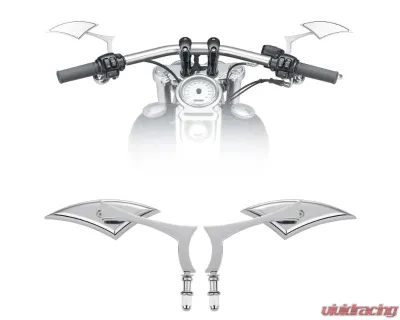 Kemimoto Spear Blade Rear View Mirrors Chrome Harley - F1804-01301CH