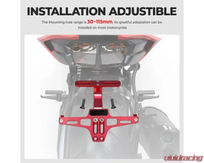 Kemimoto Universal Fender Eliminator License Plate Bracket Motorcycle - FFEUN002RD