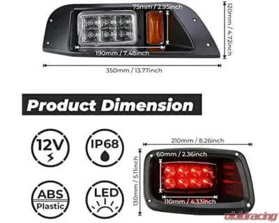Kemimoto Golf Cart Headlight | Tail Light Kit Assembly EZGO TXT 1996-2013 - FGFHLTL001