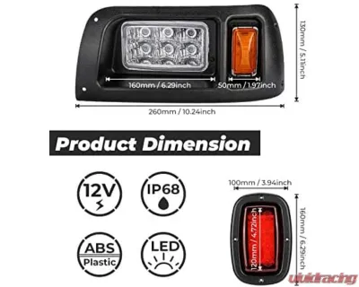 Kemimoto 12V LED Headlight | Tail Light Kit Gas / Electric Club Car DS 1993 - FGFHLTL005