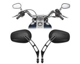 Kemimoto Black Short Stem Side Rear View Mirrors Harley