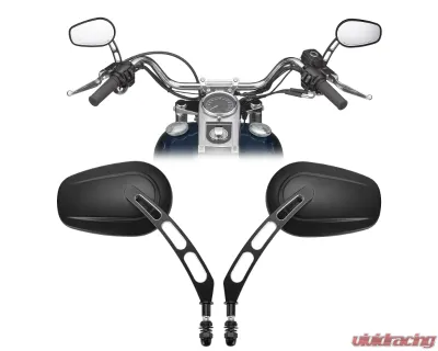 Kemimoto Black Short Stem Side Rear View Mirrors Harley - FHADA315BK