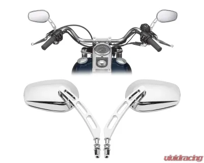 Kemimoto Chrome Short Stem Side Rear View Mirrors Harley - FHADA315CH