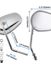 Kemimoto Black Long Stem Side Rear View Mirrors Harley                                     - FHADA419BK - Image 2