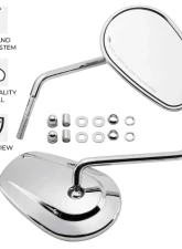 Kemimoto Black Long Stem Side Rear View Mirrors Harley                                     - FHADA419BK - Image 3