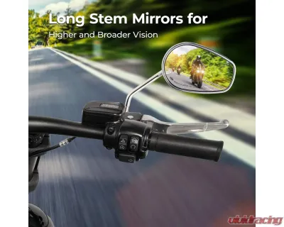 Kemimoto Black Long Stem Side Rear View Mirrors Harley - FHADA419BK