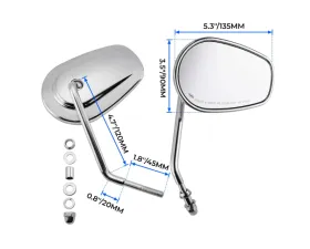 Kemimoto Chrome Long Stem Side Rear View Mirrors Harley
