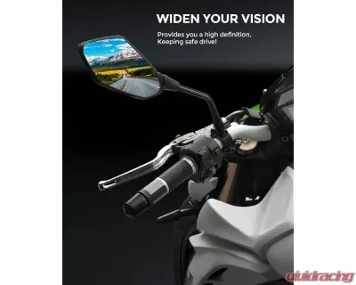 Kemimoto Motorcycle Mirrors / Convex Handlebar Rear View Side Mirror w/ M8 M10 Bolt - FMIUN010