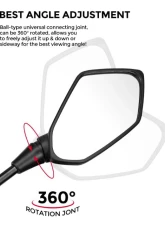Kemimoto Motorcycle Mirrors / Convex Handlebar Rear View Side Mirror w/ M8 M10 Bolt                                     - FMIUN010 - Image 4