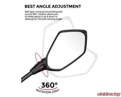 Kemimoto Motorcycle Mirrors / Convex Handlebar Rear View Side Mirror w/ M8 M10 Bolt - FMIUN010