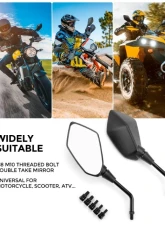 Kemimoto Motorcycle Mirrors / Convex Handlebar Rear View Side Mirror w/ M8 M10 Bolt                                     - FMIUN010 - Image 5