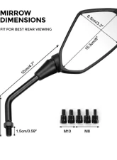 Kemimoto Motorcycle Mirrors / Convex Handlebar Rear View Side Mirror w/ M8 M10 Bolt                                     - FMIUN010 - Image 6