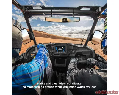 Kemimoto UTV 360 Degree Adjustable Side Mirrors w/ 1.75" -2" Roll Bar Cage Polaris RZR - FTVMI017WH