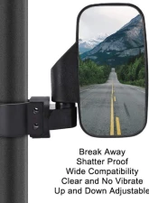 Kemimoto UTV 360 Degree Adjustable Side Mirrors w/ 1.75" -2" Roll Bar Cage Polaris RZR                                     - FTVMI017WH - Image 3