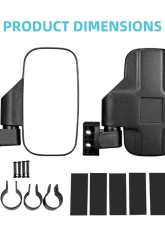 Kemimoto UTV 360 Degree Adjustable Side Mirrors w/ 1.75" -2" Roll Bar Cage Polaris RZR                                     - FTVMI017WH - Image 4