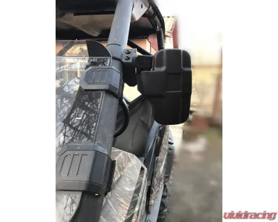 Kemimoto UTV 360 Degree Adjustable Side Mirrors w/ 1.75" -2" Roll Bar Cage Polaris RZR - FTVMI017WH