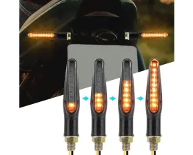 Kemimoto 4PCS Motorcycle Turn Signal Light / 12V LED Turn Indicator Flowing Lights w/ E24 Mark