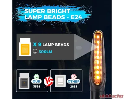 Kemimoto 4PCS Motorcycle Turn Signal Light / 12V LED Turn Indicator Flowing Lights w/ E24 Mark - FZH0074-02