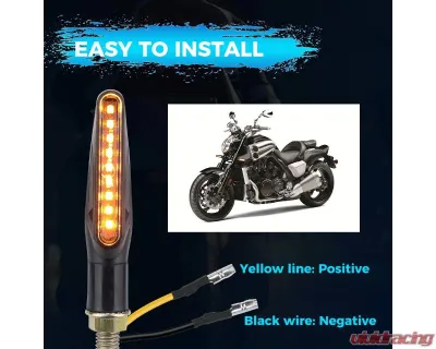 Kemimoto 4PCS Motorcycle Turn Signal Light / 12V LED Turn Indicator Flowing Lights w/ E24 Mark - FZH0074-02