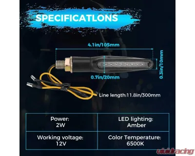 Kemimoto 4PCS Motorcycle Turn Signal Light / 12V LED Turn Indicator Flowing Lights w/ E24 Mark - FZH0074-02