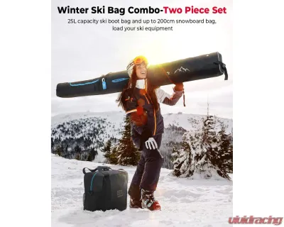Kemimoto Ski Bag and Boot Bag ComboAir Travel /Skis Up to 200cm - H0803-00301BL