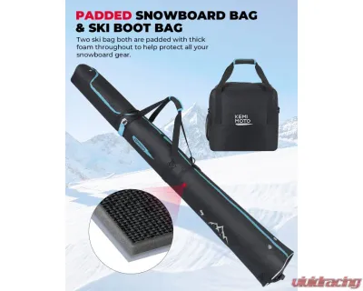 Kemimoto Ski Bag and Boot Bag ComboAir Travel /Skis Up to 200cm - H0803-00301BL