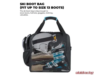 Kemimoto Ski Bag and Boot Bag ComboAir Travel /Skis Up to 200cm - H0803-00301BL