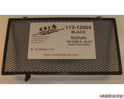 Cox Racing Group Radiator Guard Black Suzuki SV 1000 2003-2007 - 113-12504