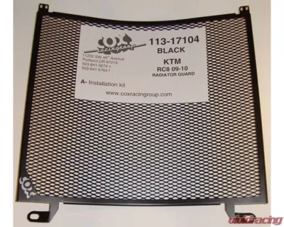 Cox Racing Group Radiator Guard Black RC8 Superbike 2009-2013 - 113-17104