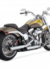 Vance & Hines 3" Twin Slash Slip-On Exhaust - Chrome Harley Davidson Softail Deluxe | Slim | Cross Bones 2007-2009                                     - 16842 - Image 2