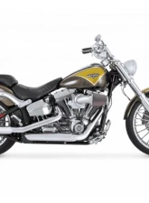 Vance & Hines 3" Twin Slash Slip-On Exhaust - Chrome Harley Davidson Softail Deluxe | Slim | Cross Bones 2007-2009                                     - 16842 - Image 2