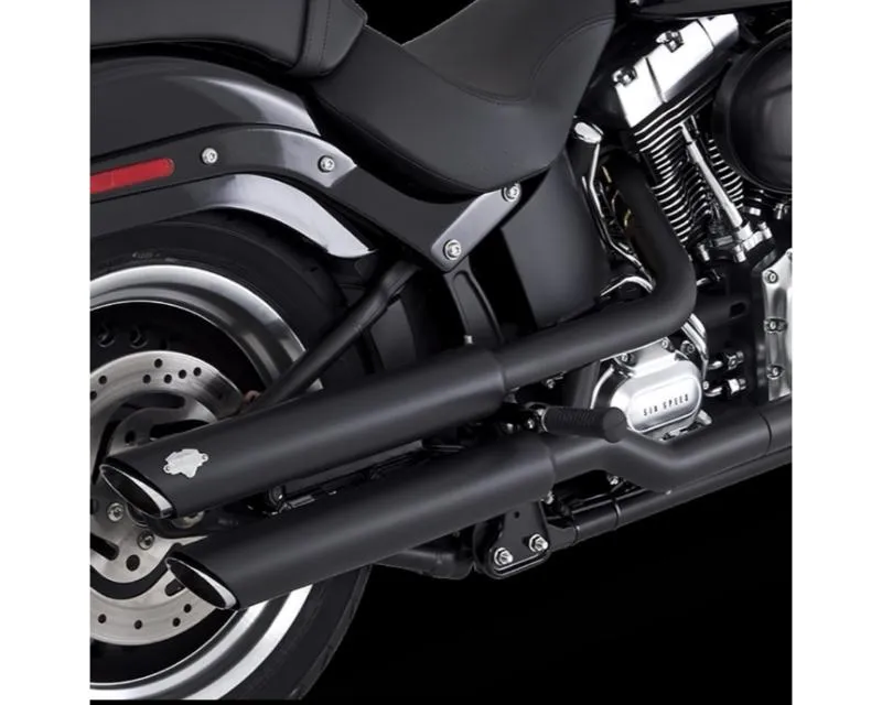Vance & Hines Twin Slash 3" Slip-Ons Black Exhaust Harley Davidson Softail Fatboy 2007-2017 - 46343