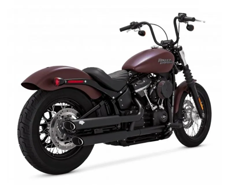 Vance & Hines Twin Slash 3" Slip-Ons Exhaust Black Harley Davidson Softail Street Bob | Fat Boy 2018-2023 - 46376