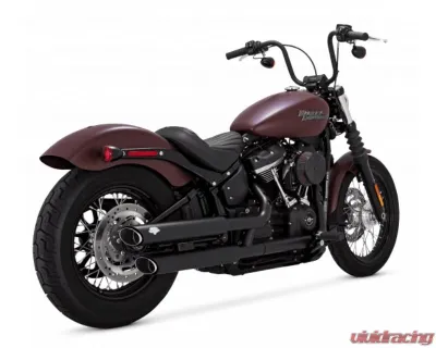 Vance & Hines Twin Slash 3" Slip-Ons Exhaust Black Harley Davidson Softail Street Bob | Fat Boy 2018-2023 - 46376