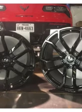 LG Motorsports Gloss Black GR7 Wheel Set 19x10 20x12 for Chevrolet Corvette C6|C7 2006-2021                                     - LGGR7 - Image 3