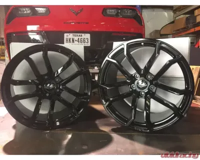LG Motorsports Gloss Black GR7 Wheel Set 19x10 20x12 for Chevrolet Corvette C6|C7 2006-2021 - LGGR7