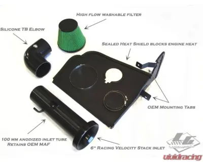 LG Motorsports Velocity Cold Air Intake with Green Filter Chevrolet Camaro 2010-2015 - LGG5CAI