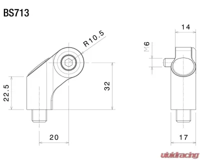 Rizoma Universal Mirror Adapter Black Stern Height 22mm, 1 piece - BS713B
