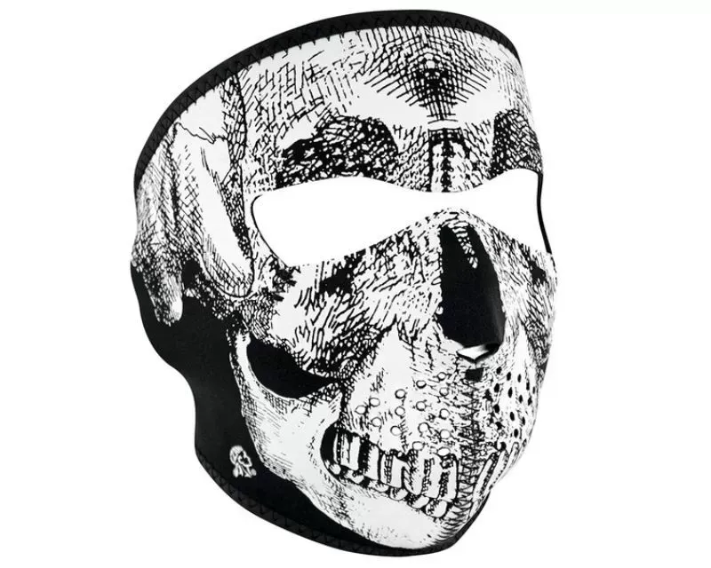 Zan Full Face Mask Neoprene Black & White Skull Face - WNFM002