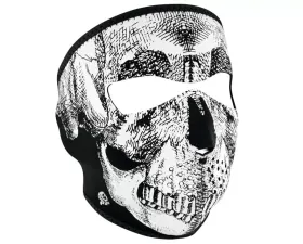 Zan Full Face Mask Neoprene Black & White Skull Face Glow In The Dark