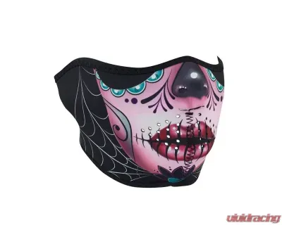 Zan Half Mask Neoprene Reversible-Sugar Skull To Purple - WNFM082H
