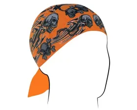 Zan Flydanna Cotton Orange Tribal Skull