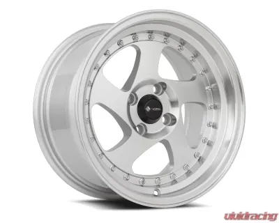 Vors Wheels VR2 15x8 4x100 20mm Silver Machine Face Lip Chrome Rivet - VR02158040020S