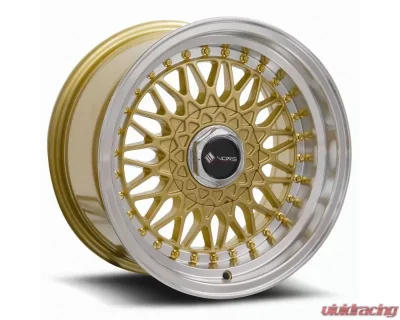 Vors VR3 Wheel 15x8 4x108 20mm Gold Machine Lip Gold Rivet - VR0315808H20GD-408