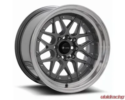 Vors VR7 Wheel 15x7 4x108 35mm Gun Metal Machine Lip Chrome Rivet - VR0715708H35GM-408