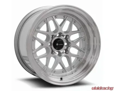 Vors Wheels VR7 15x8 4x100|4x114.3 0mm Silver Machine Face Lip Chrome Rivet - VR0715808H0S