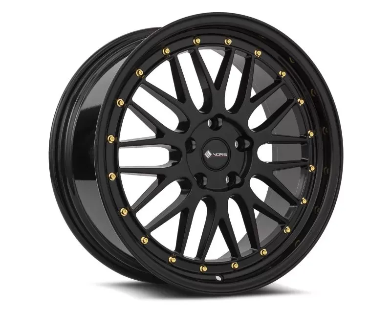 Vors Wheels VR8 17x8 5x108 35mm All Black Gold Rivet - VR08178051435GB-508